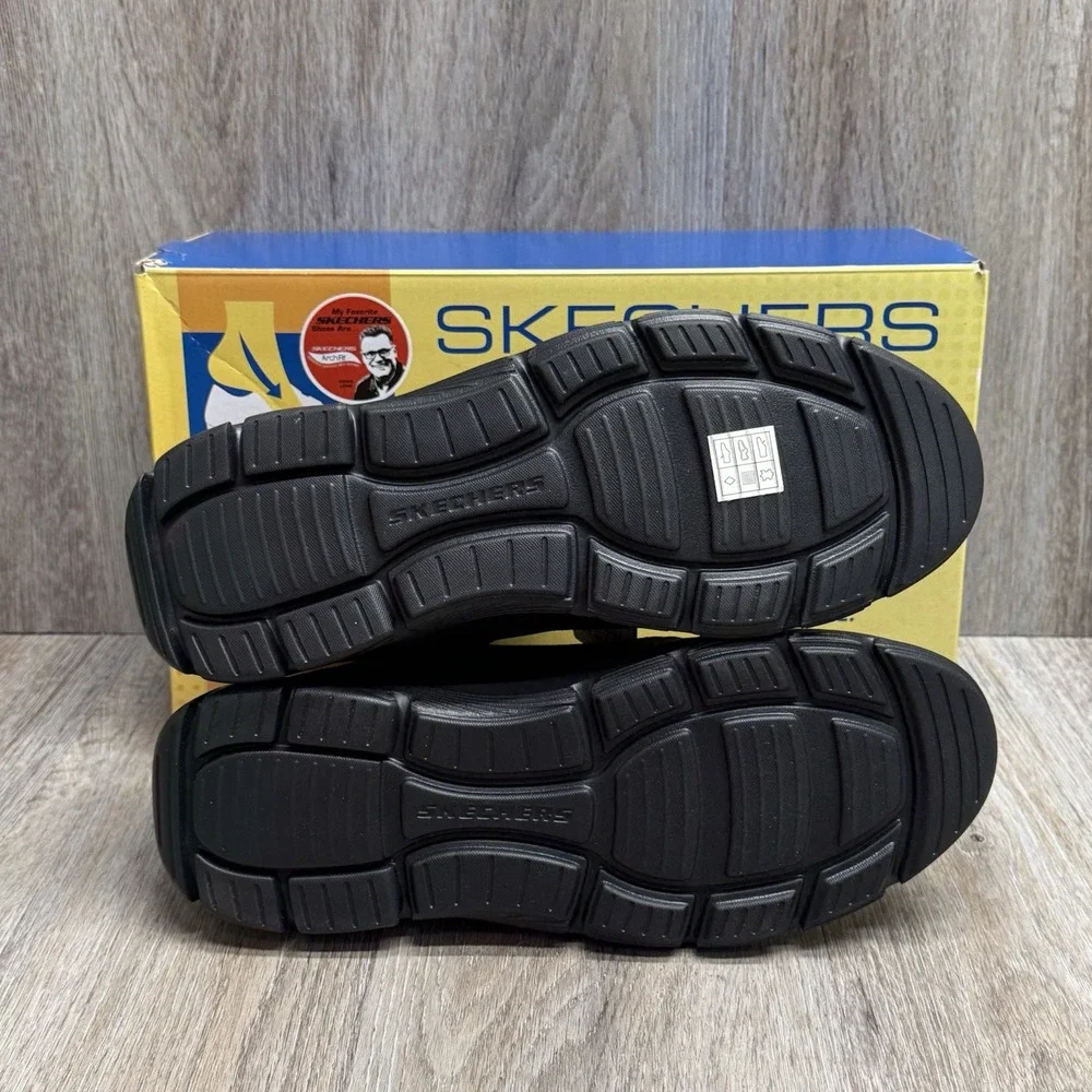 SKECHERS Slip-ins Ankle Boots Mens 12 Black Leather Arch Relaxed Fit w/Box